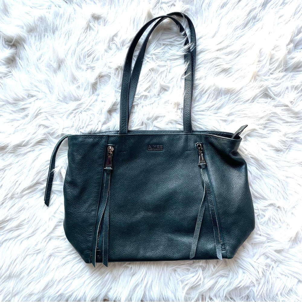 Aimee Kestenberg pebble leather bag tote purse emerald wicked green leopard